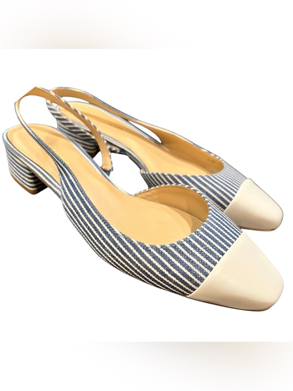 Veronica Beard Cecile Stripe Slingback Ballerina Pumps Blue White NWOT 6.5